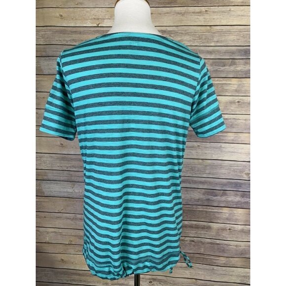 REI Womens M Sariska Striped Tunic Top Draped Neck - Picture 6 of 10